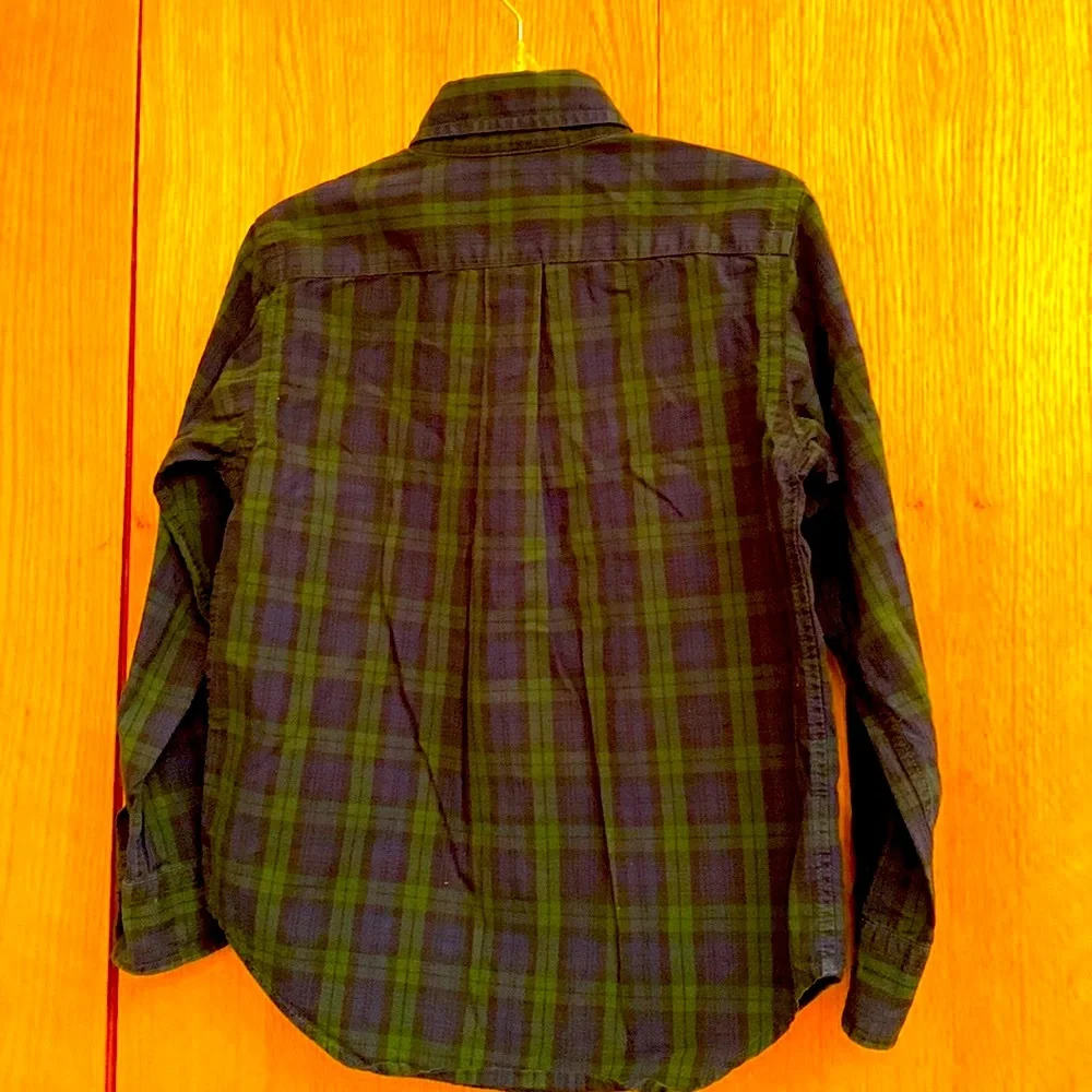 Ralph Lauren Polo pony boy’s size 4 plaid navy green black button down shirt